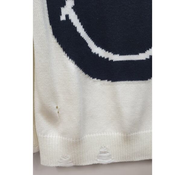 143 Story Distressed Smiley Face Sweater Small - Picture 6 of 7